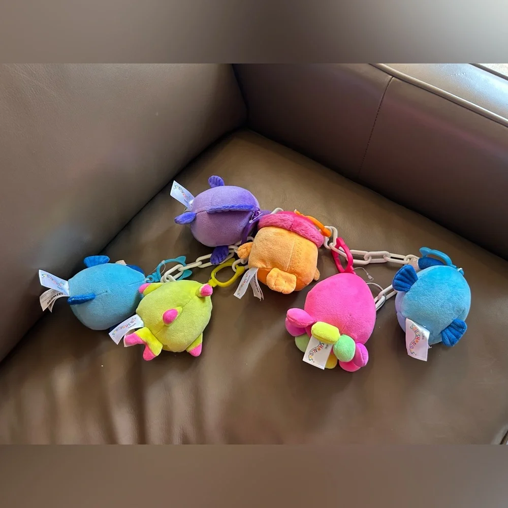 Squishmallows Colorful Sea🦈🐙🐚🌊 Creature Plush Set of 6 with chain